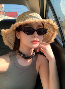 少女CEO复古猫眼墨镜女jennie同款墨镜复古小框防紫外线太阳眼镜