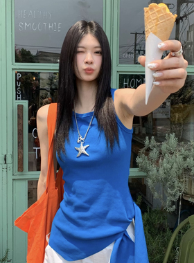 少女CEO废土风甜酷小众银色星星项链y2k辣妹做旧五角星锁骨链