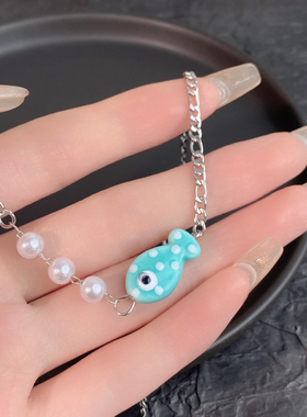 少女ceo【幸运小鱼】陶瓷珍珠项链新款小众设计级感锁骨链闺蜜款