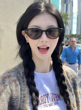 少女CEO复古猫眼墨镜女防晒遮阳高级感2025新款黑色太阳眼镜