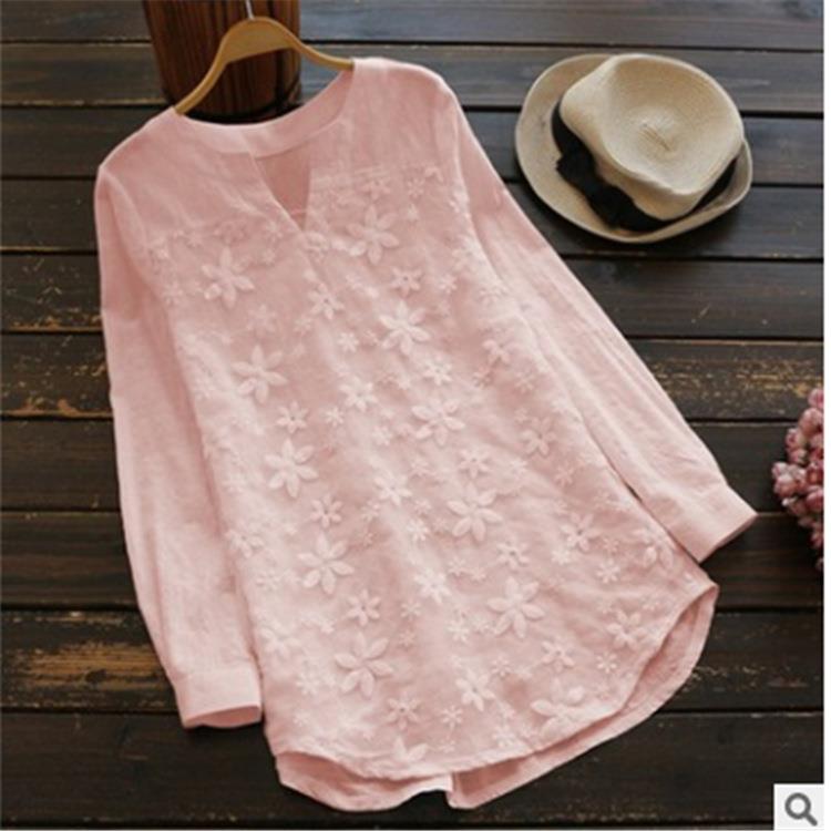 autumn pullover embroidery up trendy niche fit lace womens - 图0