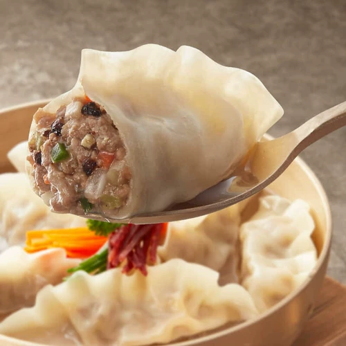 Пеппер Geion and Beef King Pusplings 600G Около 24 парированных пельмени Жареные пельмени. Завтракают и ужинать быстрые замороженные пельмени