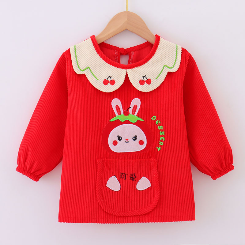 Autumn and winter new style baby eating bibs, rice pockets, long-sleeved waterproof children's smocks, reverse-wear baby aprons for outer wear, western style