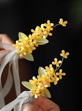 发饰精致可爱双马尾桂花边夹古风