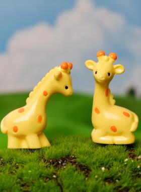 微景观装饰品 可爱长颈鹿摆件蛋糕 汽车装饰 沙盘卡通造景DIY摆件