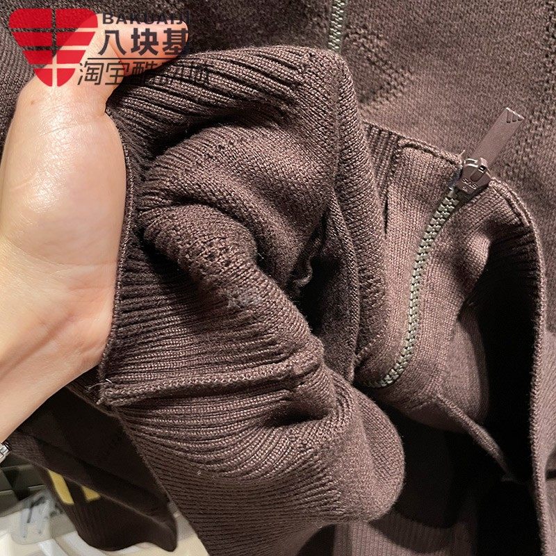 阿迪达斯男装2026新年款绞花针织棕色美式开衫立领夹克外套KE4060,淘宝优惠券,粉丝福利购,淘宝优惠卷