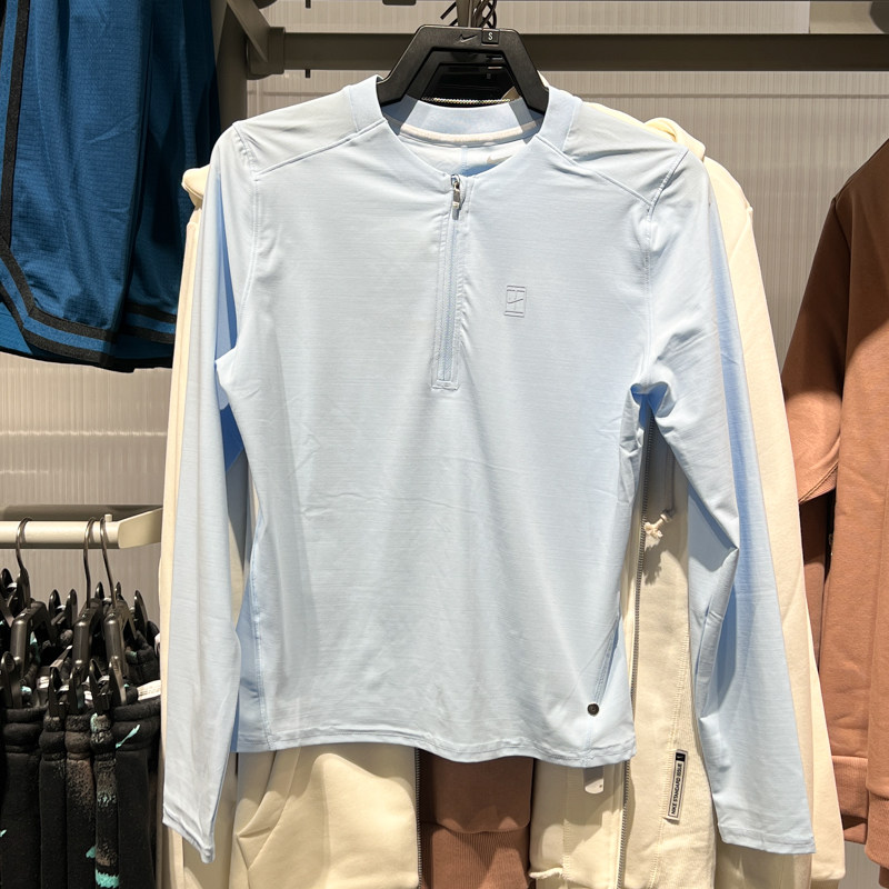 Nike耐克女装2025冬季网球训练速干半拉链休闲长袖T恤 FZ6738-010 - 图2