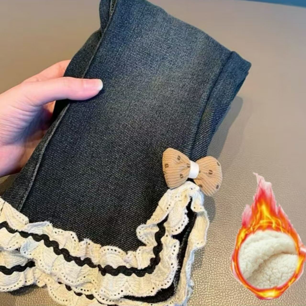 女童裤子2025新款小童加绒长裤加厚喇叭裤儿童宝宝韩版洋气牛仔裤,淘宝优惠券,粉丝福利购,淘宝优惠卷