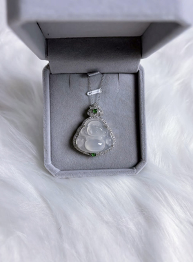 冰种高冰种白冰佛公吊坠镶嵌正品原石玉吊坠女款