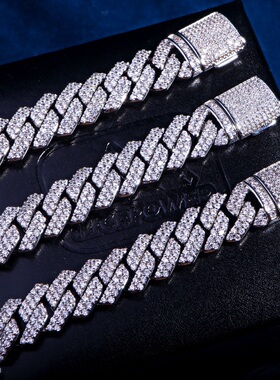 菱形满镶欧美嘻哈王嘉尔项链