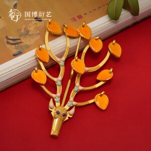 中国国家博物馆马头鹿角金步摇夜光冰箱贴精致创意文创送朋友礼物