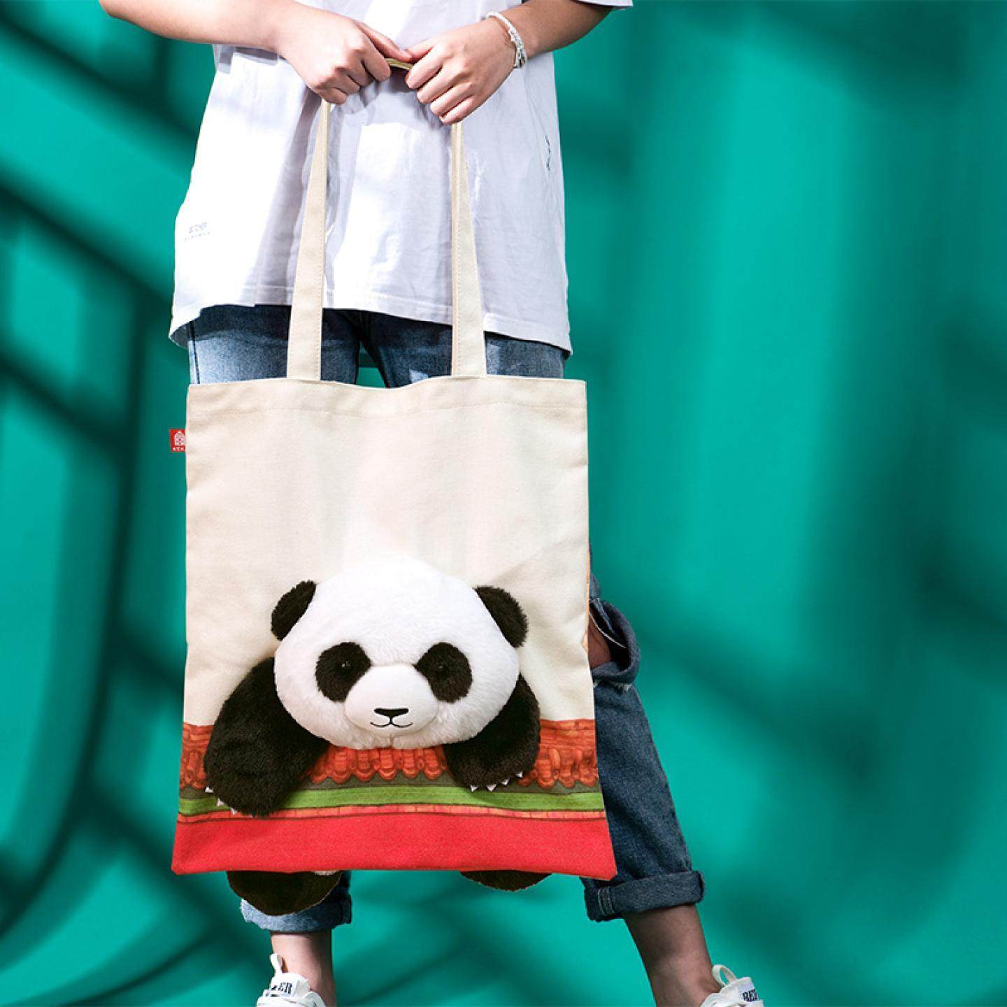 故宫博物院熊猫萌兰可爱帆布包大容量女新款单肩斜挎手提包时,淘宝优惠券,粉丝福利购,淘宝优惠卷