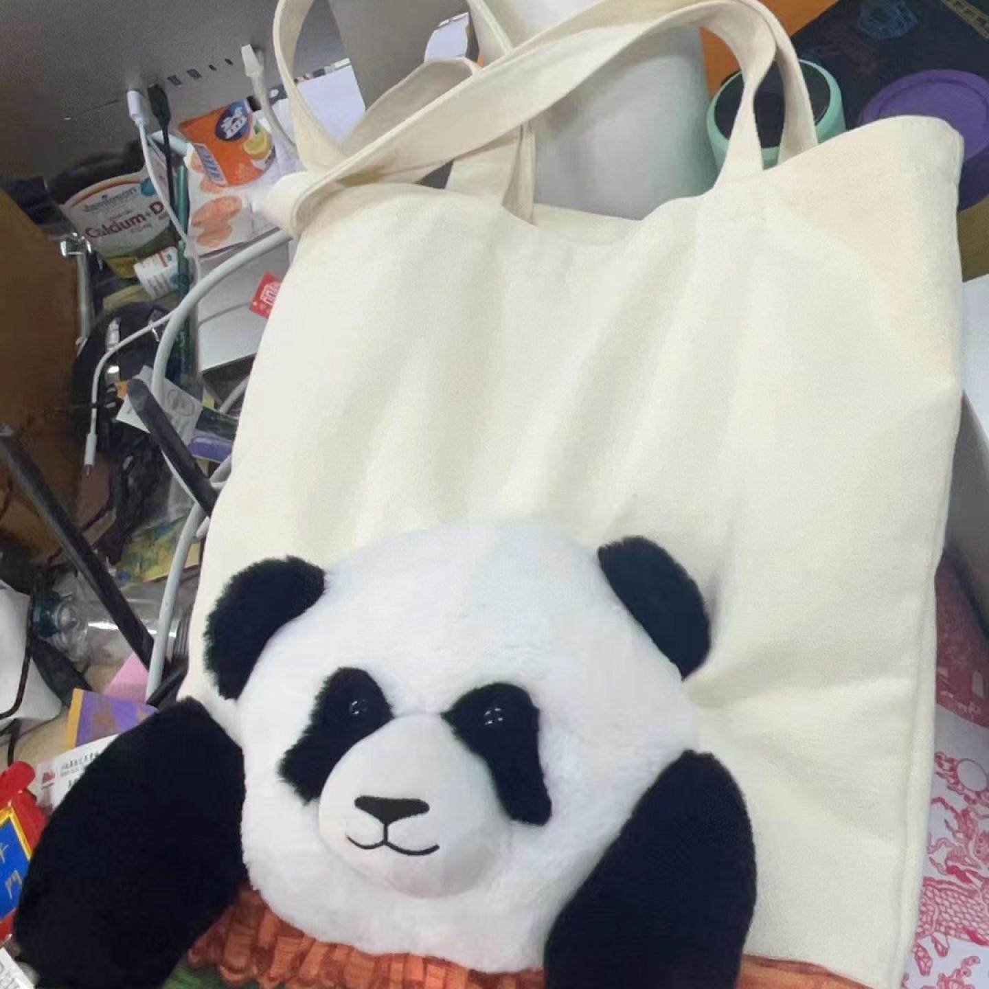 故宫博物院熊猫萌兰可爱帆布包大容量女新款单肩斜挎手提包时,淘宝优惠券,粉丝福利购,淘宝优惠卷