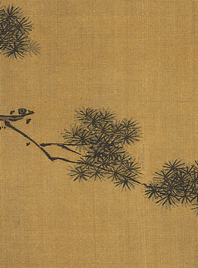 夏圭松严静课图高清微喷宋元山水画小品临摹绢布画稿传统山水范本