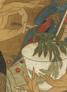 宋人观音大士像传统工笔佛像画临摹范本中式装饰画艺术绢布画心
