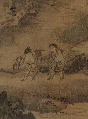 马远春雨富士图卷微喷打印宋元山水画临摹绢布画稿传统山水画范本