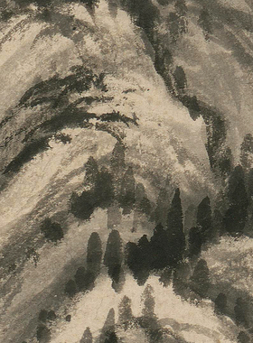 王鉴仿梅道人溪亭山色图高清微喷四王山水画临摹绢布画稿山水底稿