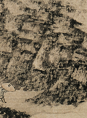 唐寅柴门掩雪图高清微喷明四家山水临摹绢布画稿传统山水画范本