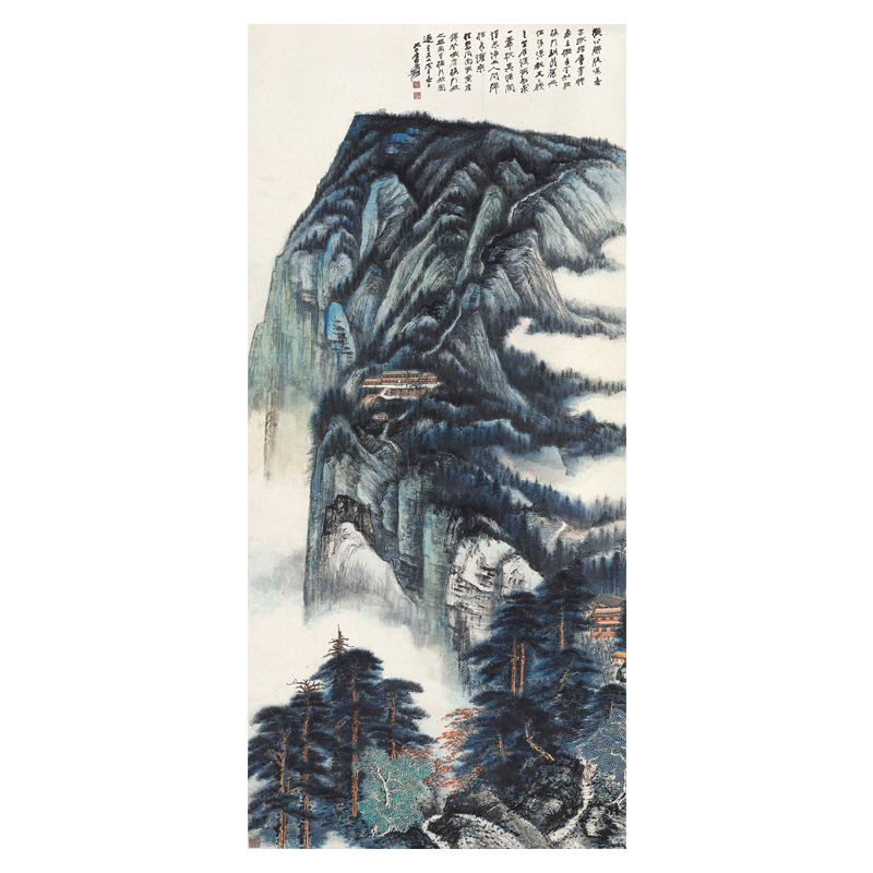 张大千峨眉接引殿传统山水画国画临摹范本中式装饰画艺术微喷画心