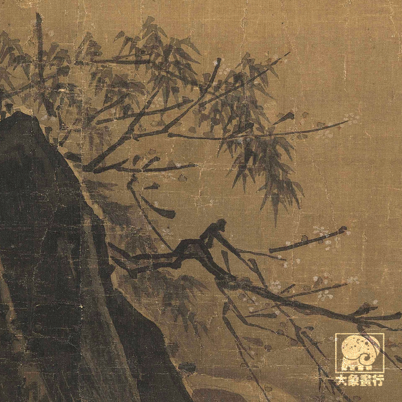 宋画马远踏歌图高清国画山水临摹专用彩色画稿丝绢画仿古山水画