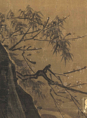 宋画马远踏歌图高清山水临摹彩色