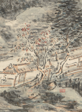 黄宾虹山水册页临摹范本画稿中式装饰画艺术微喷画芯