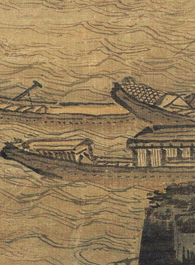 文英江村风雨高清微喷古代名画