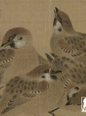 瓦雀栖枝图 微喷打印古代名画 麻雀 鸟 宋元花鸟工笔花鸟临摹画稿