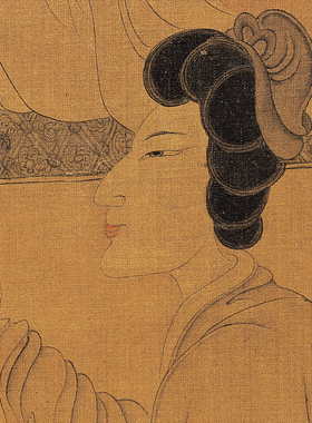 陈洪绶斗草图高清微喷明代人物画临摹绢布画稿传统工笔仕女画范本