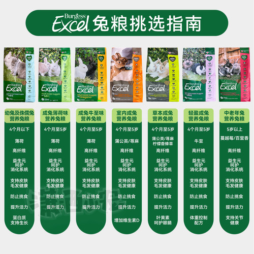 新包装英国Burgess布格斯薄荷高纤维成年兔粮1.5kg天然膨化兔饲料 - 图1