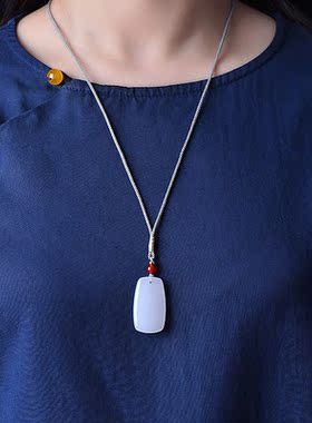 金丝玉情侣白玉吊坠平安牌玉坠