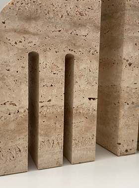 天然洞石长颈鹿书托 桌面摆件饰品ins样板间书房可定制