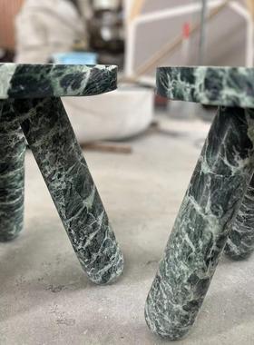意大利的普拉达绿天然奢石大理石边几凳子定制桌椅边几设计师款