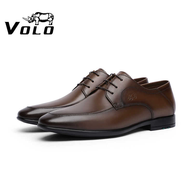 【断码特价】VOLO犀牛商务皮鞋男士透气商务正装休闲系带德比鞋 - 图3