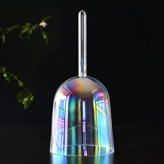 Colorful transparent handheld crystal bowl musical instrument in multiple sizes