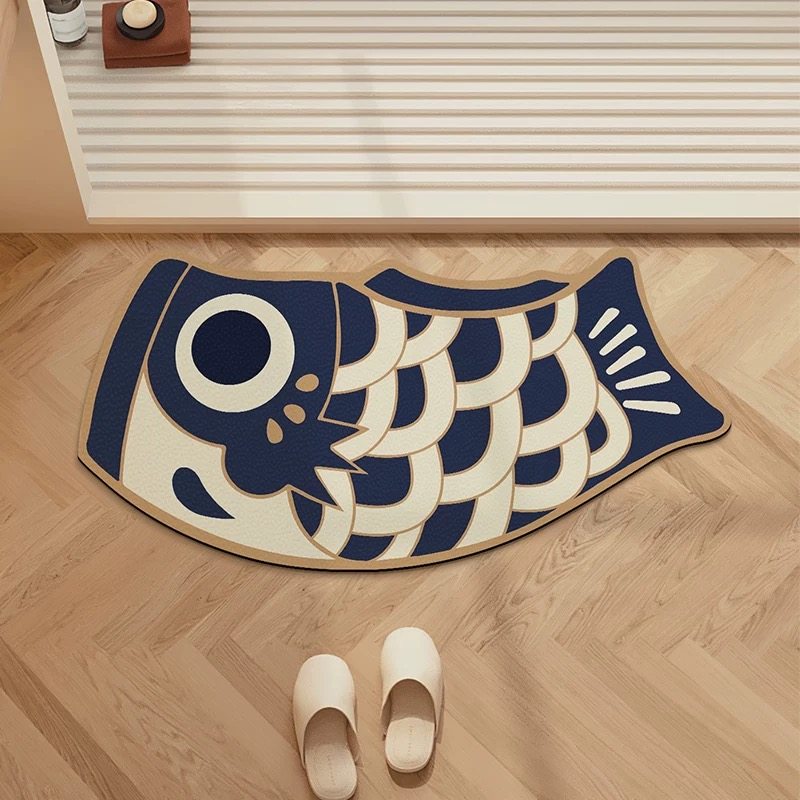 可爱卡通门垫地毯硅藻泥浴室卫生间厕所门口吸水防滑鲤鱼异形脚垫,淘宝优惠券,粉丝福利购,淘宝优惠卷