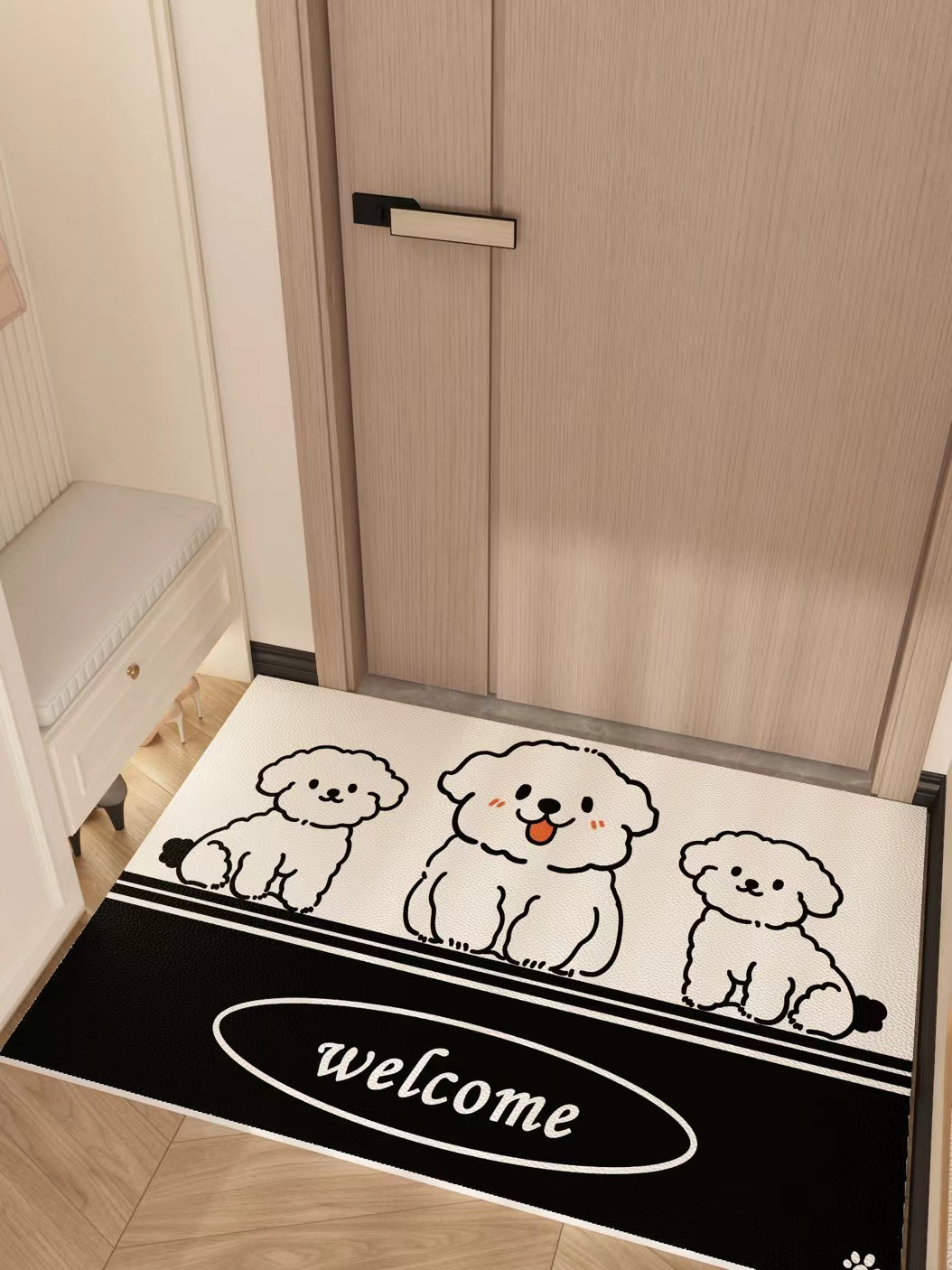 丝圈线条小狗入户门地垫卡通大门口防滑垫子玄关进门垫耐脏脚垫子,淘宝优惠券,粉丝福利购,淘宝优惠卷