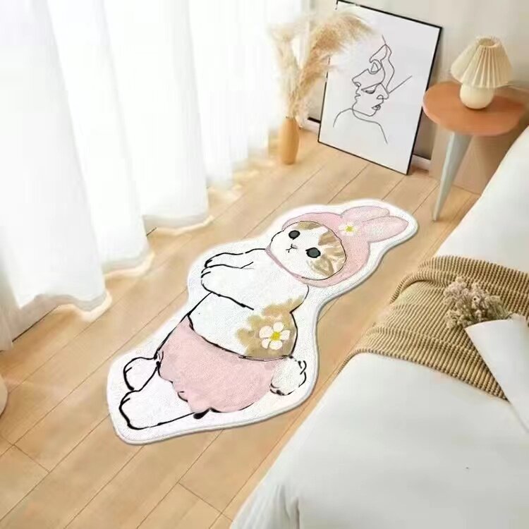 Cartoon Cat Carpet Imitation Cashmere Cat Feeling Bedside Blanket Girly Heart Cute Bedroom Children's Room Bedside Living Blanket