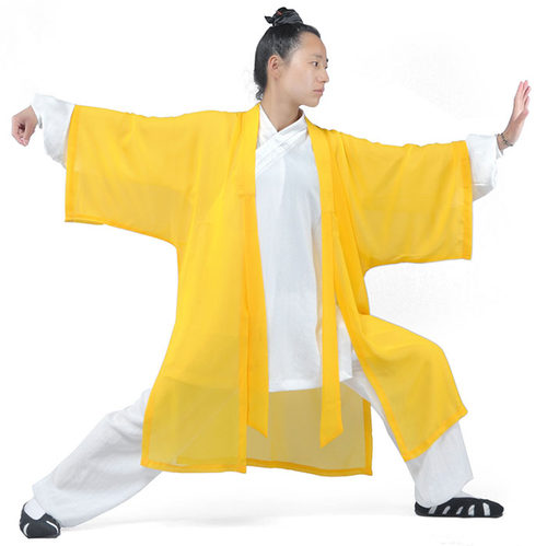 武当道士道袍高档披纱雪纺太极拳练功披纱太极拳表演服披纱男女款 - 图2