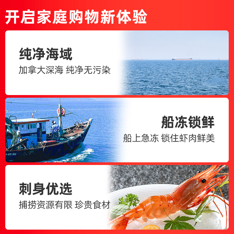 牡丹虾刺身 加拿大进口红斑点虾冷冻新鲜食材L/XL/J号1kg日料刺身,淘宝优惠券,粉丝福利购,淘宝优惠卷