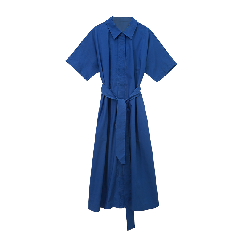 无拘春装2024新款气质高级感女裙众原创设计长裙克莱因蓝连衣裙 - 图3