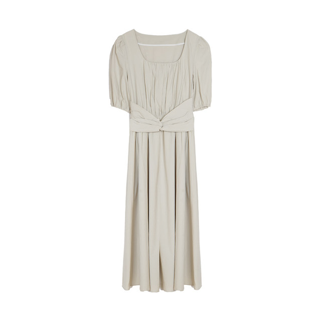 Unfettered niche design waist-cinching pleated dress