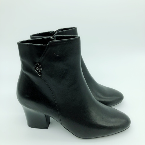 KISSCAT接吻猫2018秋短靴牛皮圆头瘦瘦侧拉链时装靴女KA98510-11 - 图1