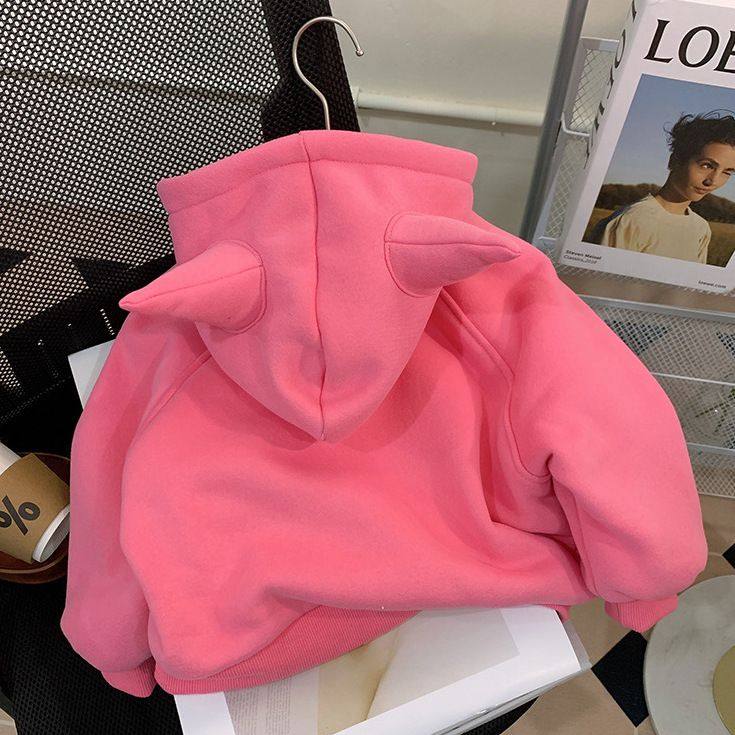 女童连帽加绒卫衣套装秋冬装新款女宝宝洋气保暖上衣打底裤两件套,淘宝优惠券,粉丝福利购,淘宝优惠卷