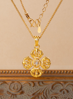 【铜镀金】老铺同款黄金吊坠素链