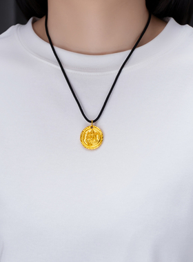 新版绿度母圆牌吊坠百搭