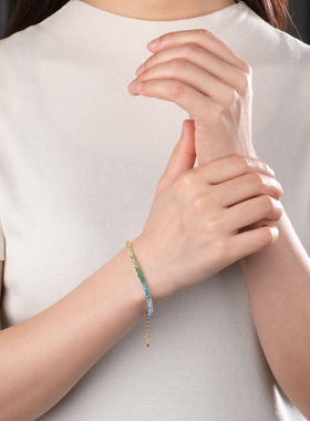 很闪很亮色彩虹渐变色水晶手链