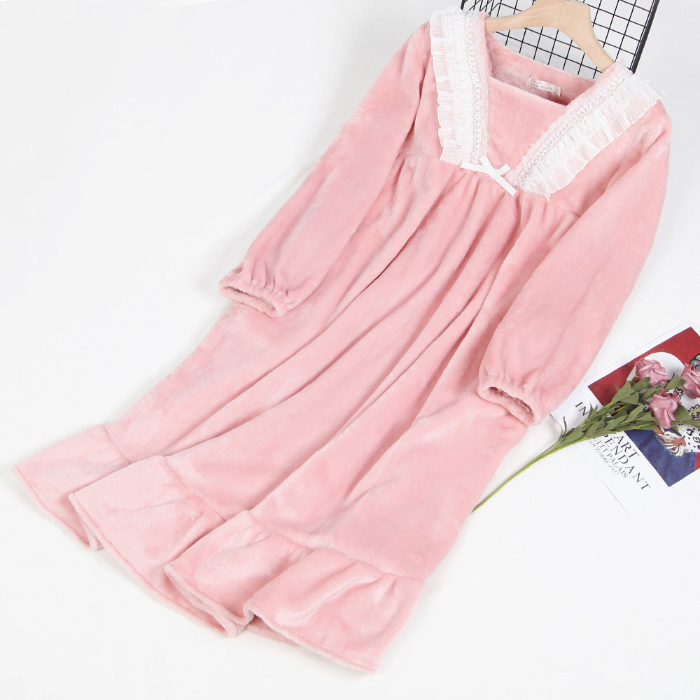 秋冬季珊瑚绒加绒长袖法兰绒睡衣 幻想曲睡裙