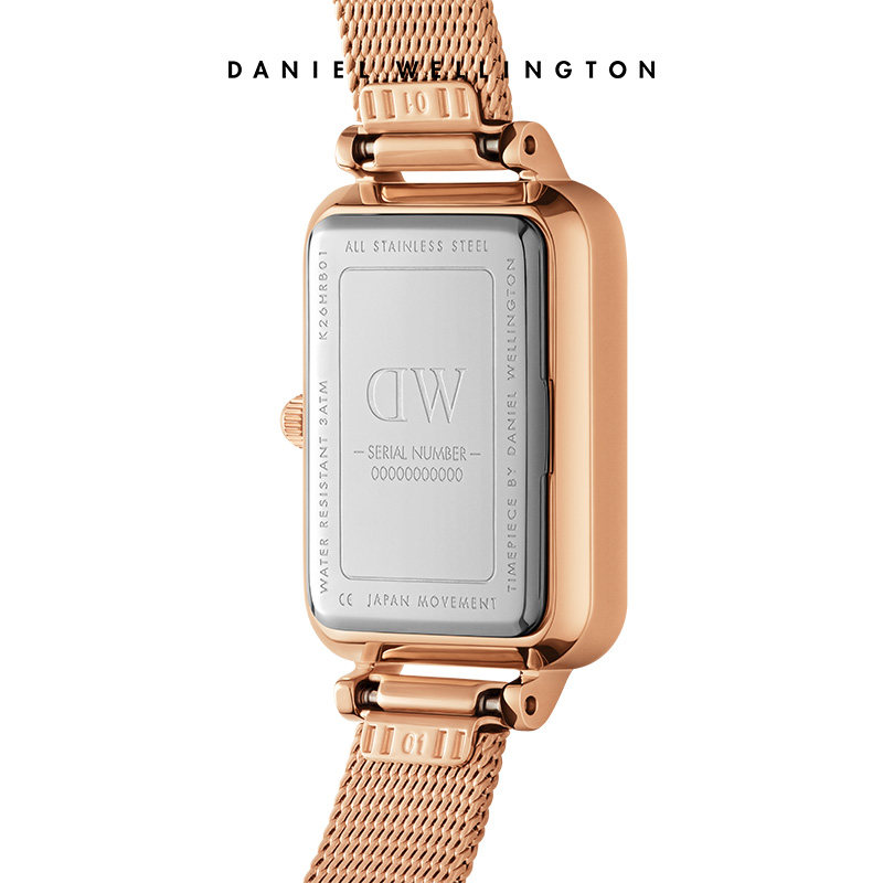 dw幻彩系列玫瑰金麦穗表带方形手表 DanielWellington海外欧美腕表