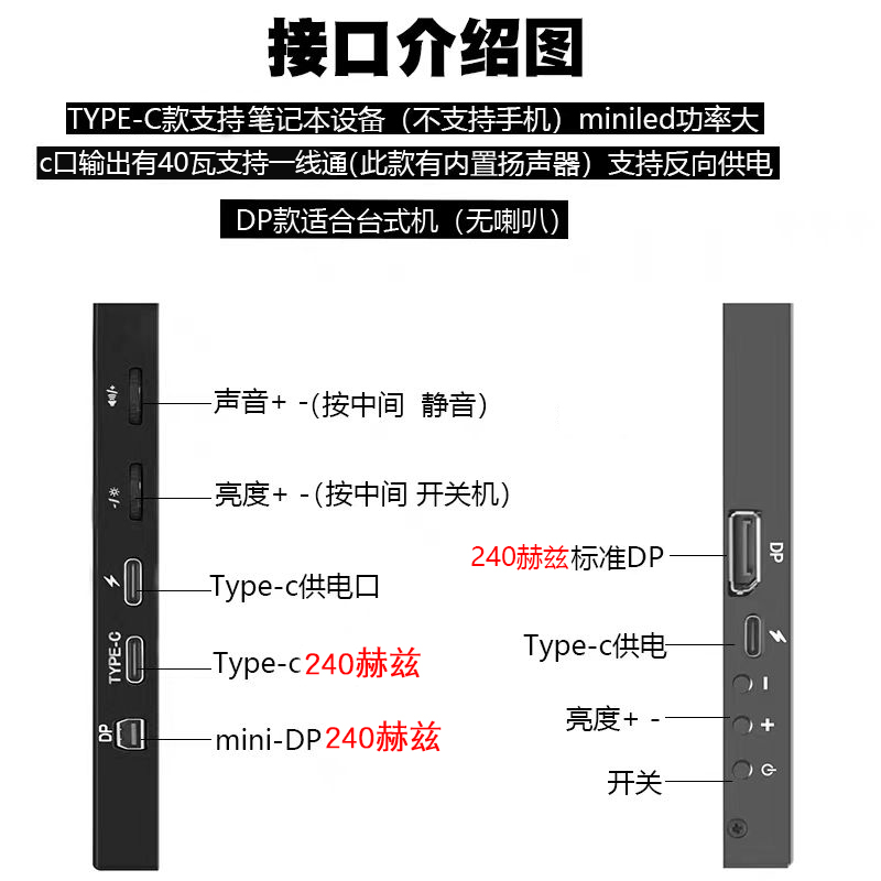 18寸MINILED便携显示器240HZ笔记本电脑外接扩展分屏电竞便捷屏 - 图2